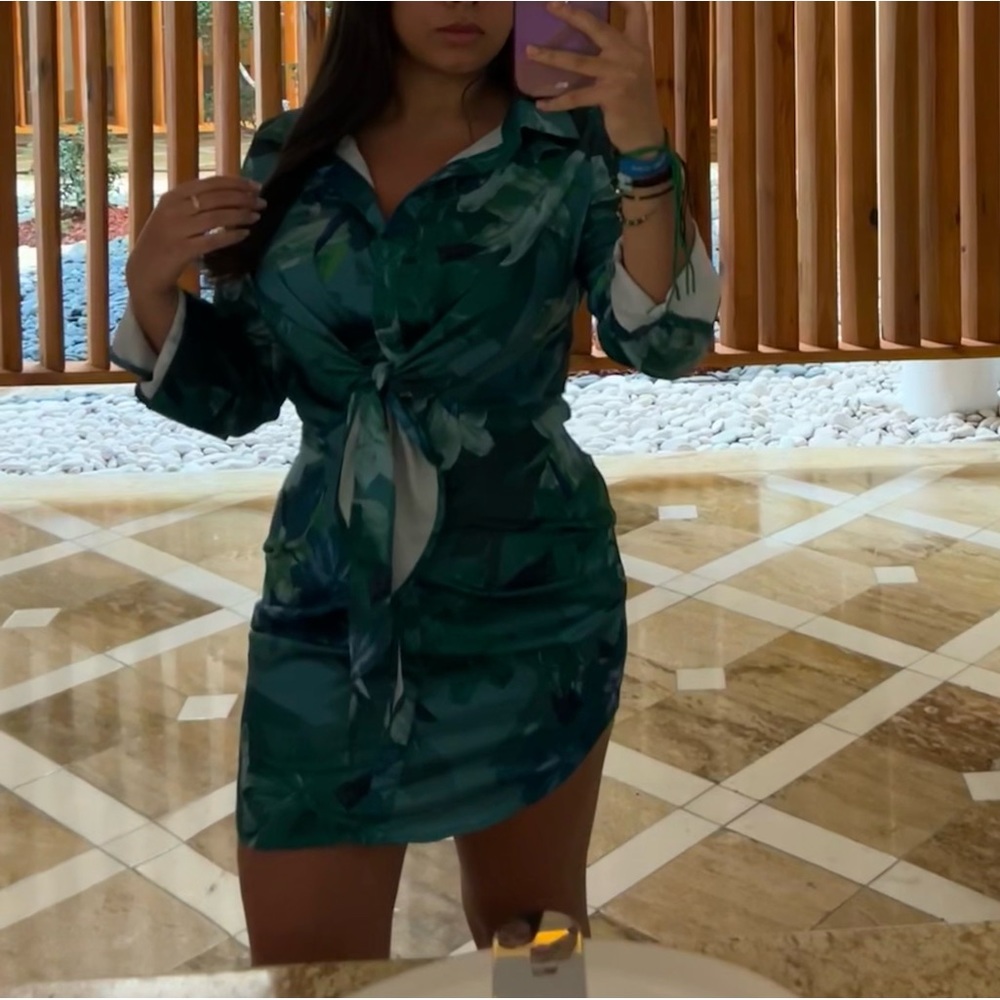 hello molly green leaf/floral dress